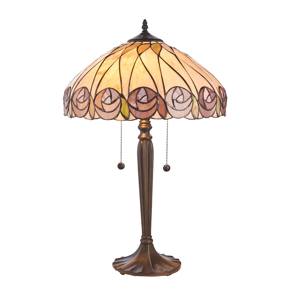Hinton Tiffany Glass Table Lamp In Multicolour