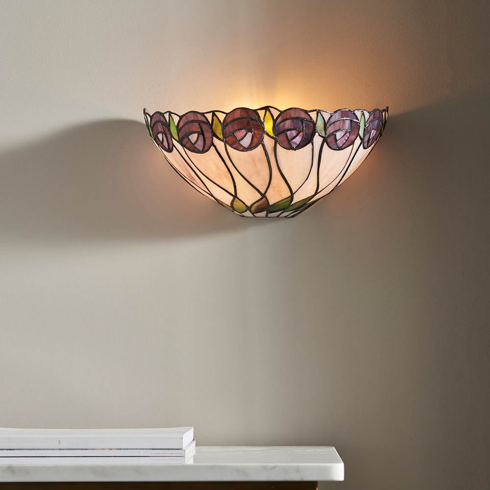 Read more about Hinton tiffany glass wall light in multicolour