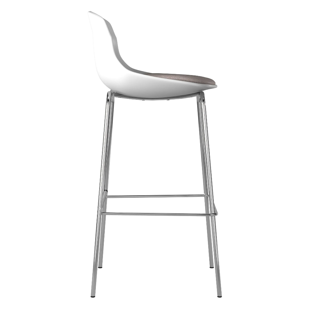 Hinton White Plastic Bar Stools With Fabric Seat In Pair