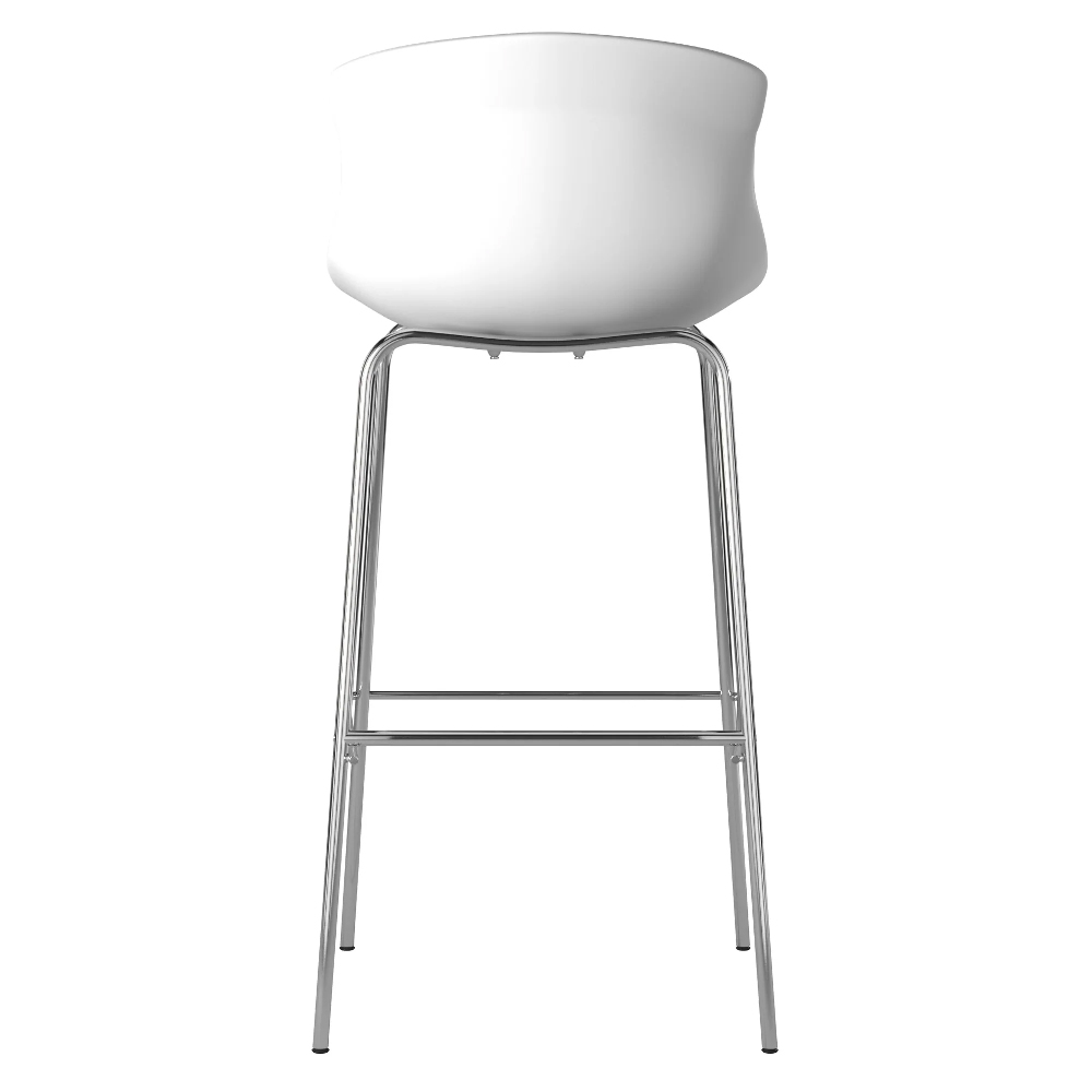Hinton White Plastic Bar Stools With Fabric Seat In Pair