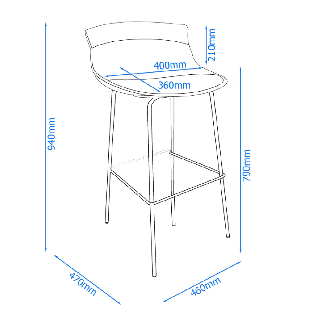 Hinton White Plastic Bar Stools With Fabric Seat In Pair