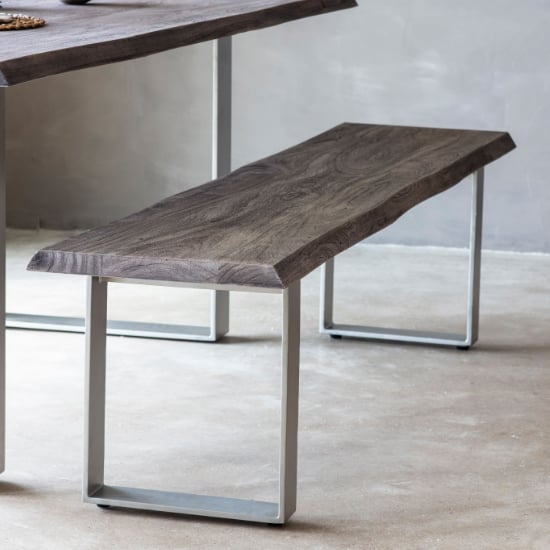Product photograph of Hinton Wooden Dining Bench With Metal Legs In Grey from Furniture in Fashion