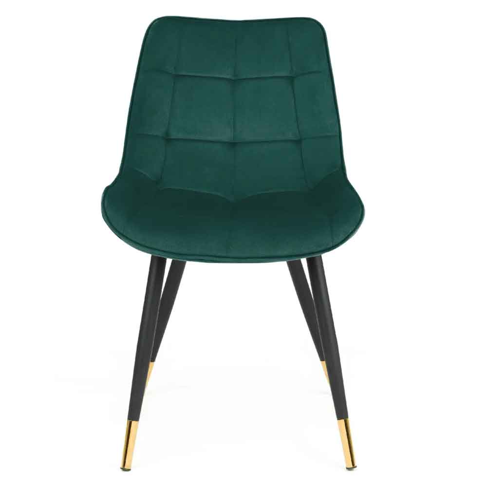 Hiorix Green Fabric Dining Chairs with Black Legs in Pair