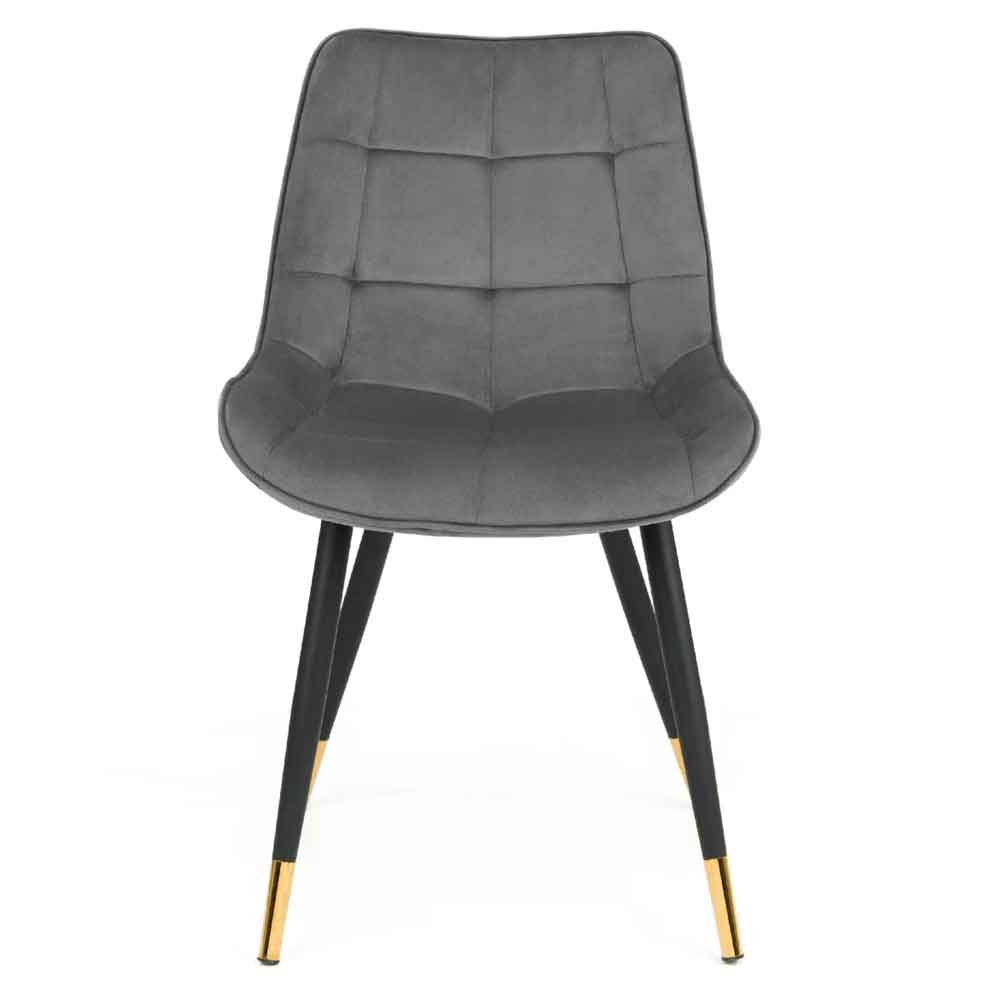Hiorix Grey Fabric Dining Chairs with Black Legs in Pair