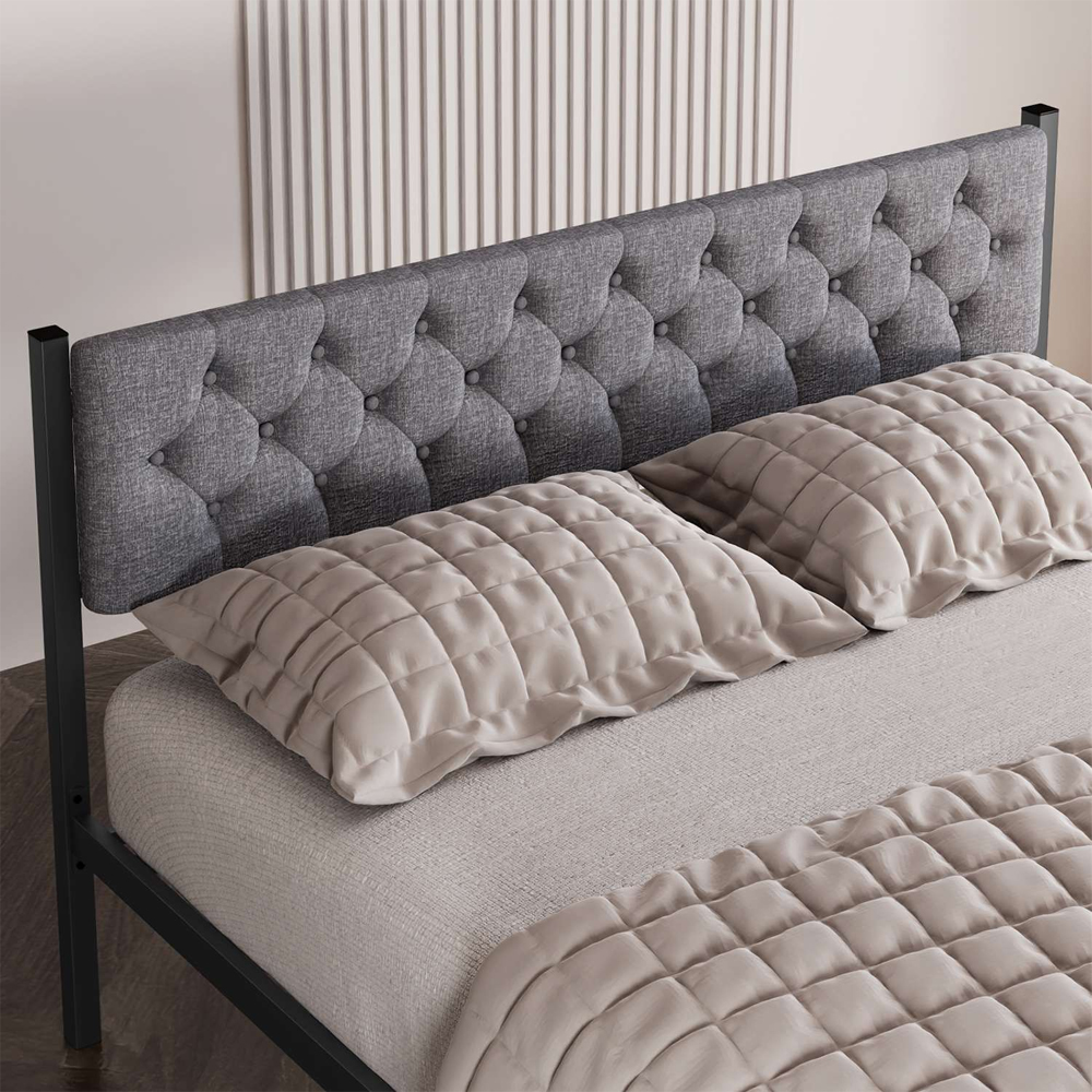 Hirosa Metal Double Bed in Grey