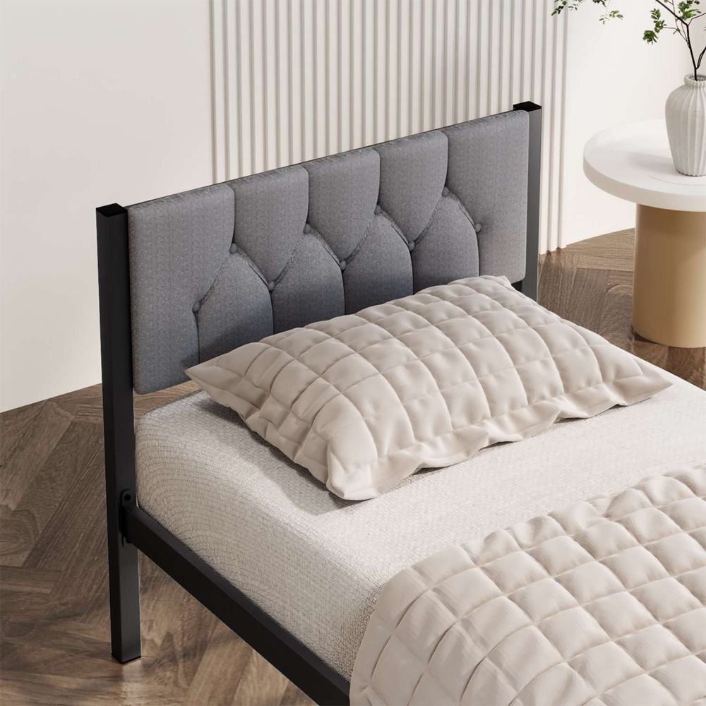 Hirosa Metal Single Bed in Grey
