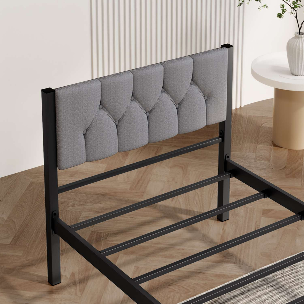 Hirosa Metal Single Bed in Grey