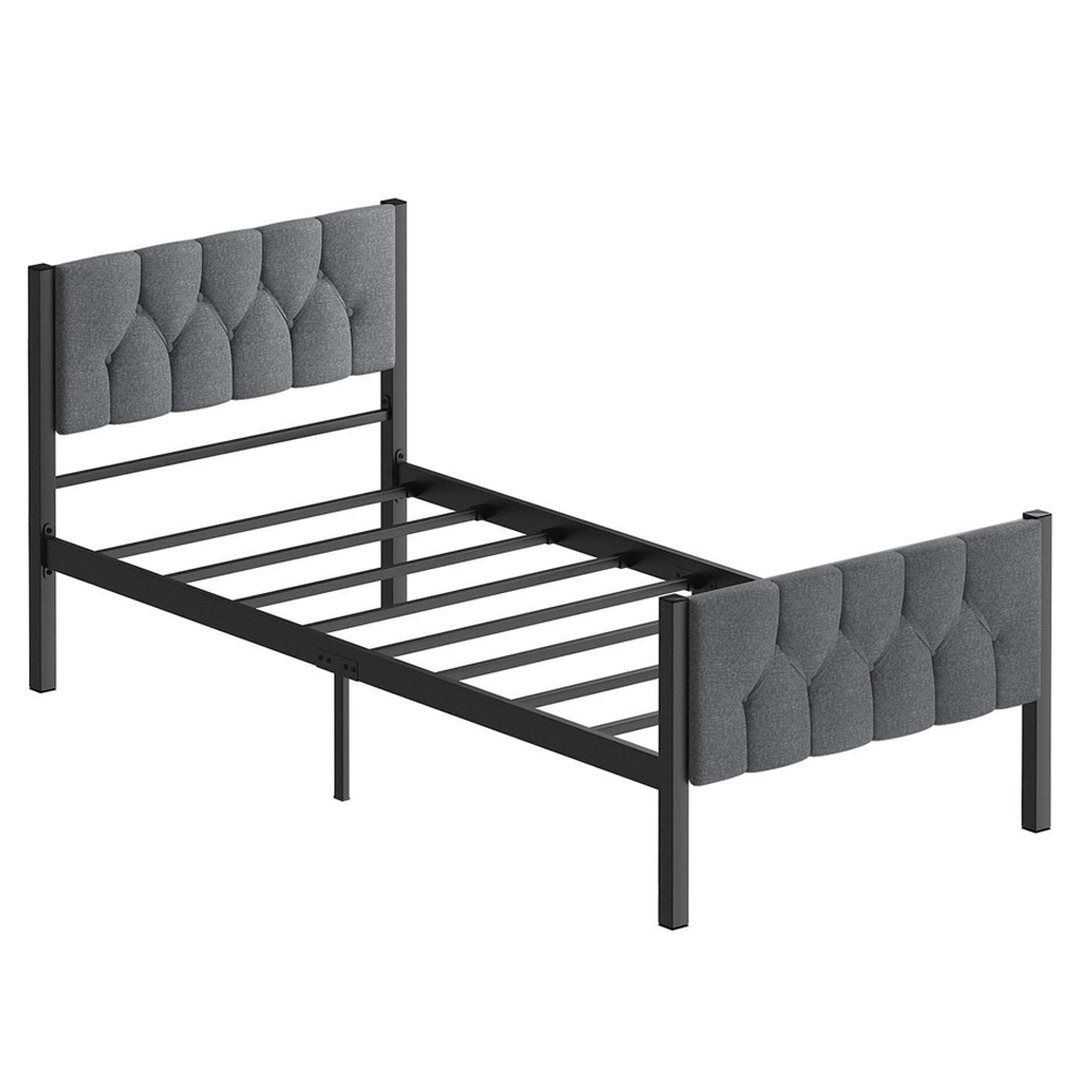 Hirosa Metal Single Bed in Grey