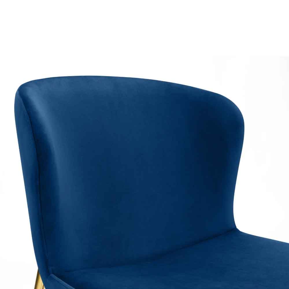 Hirosan Blue Velvet Dining Chairs with Gold Legs in Pair