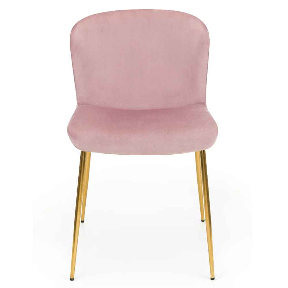 Hirosan Dusky Pink Velvet Dining Chairs with Gold Legs in Pair