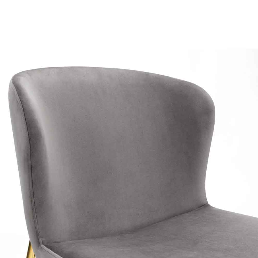 Hirosan Grey Velvet Dining Chairs with Gold Legs in Pair