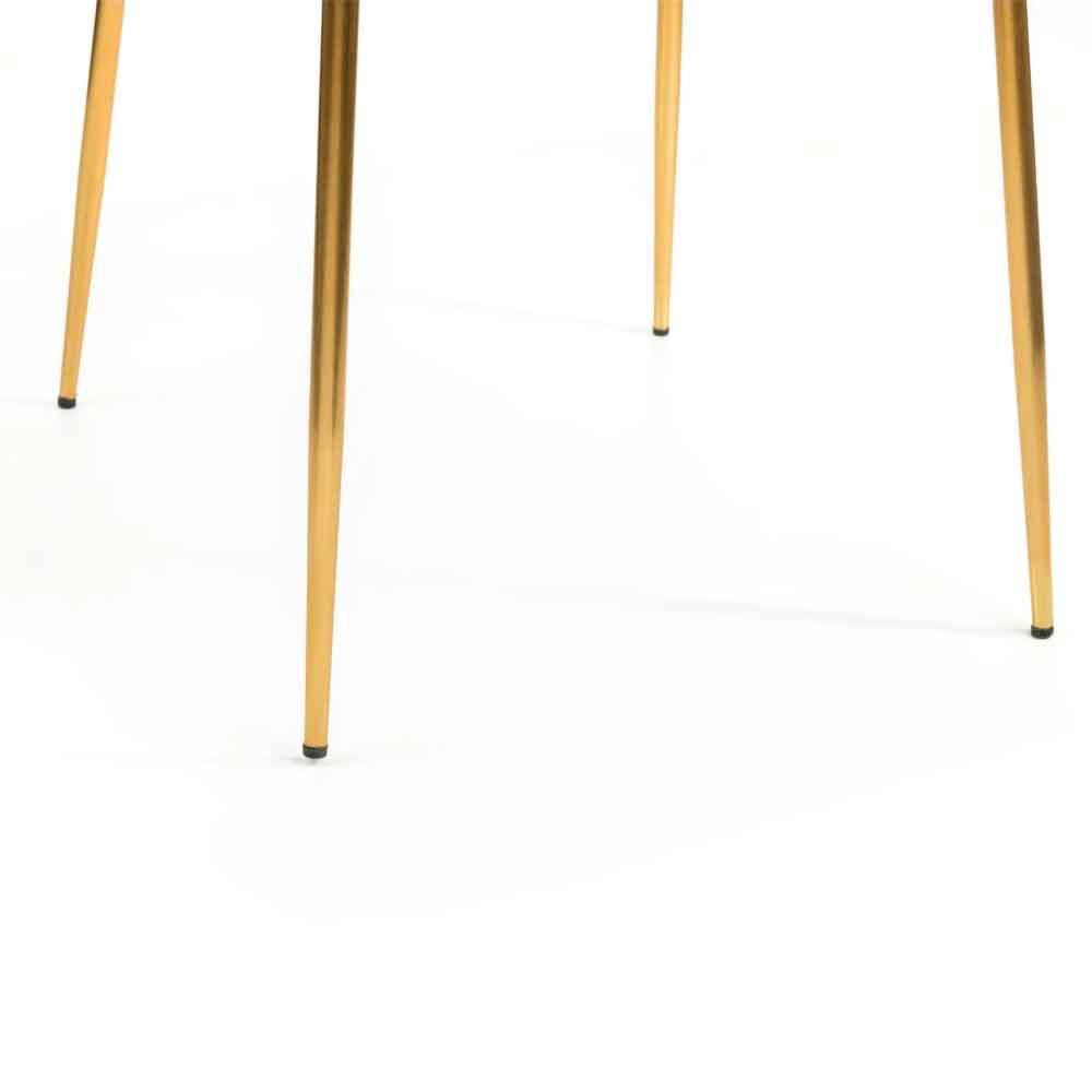 Hirosan Grey Velvet Dining Chairs with Gold Legs in Pair