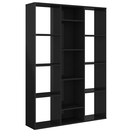 Hiti High Gloss 100cm x 140cm Bookcase With 13 Shelves In Black_4