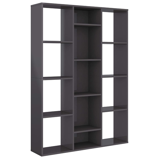 Hiti High Gloss 100cm x 140cm Bookcase With 13 Shelves In Grey_4