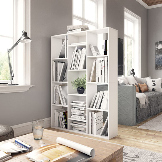 Hiti Wooden 100cm x 140cm Bookcase With 13 Shelves In White