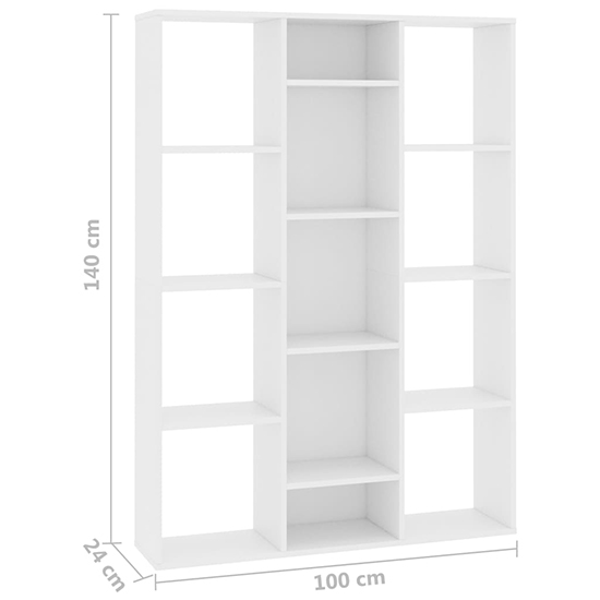 Hiti Wooden 100cm x 140cm Bookcase With 13 Shelves In White