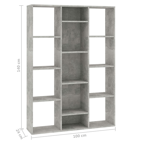 Hiti Wooden 100cm x 140cm Bookcase In Concrete Grey_7