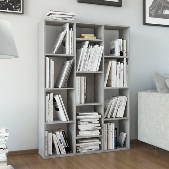 Hiti Wooden 100cm x 140cm Bookcase In Concrete Grey_1