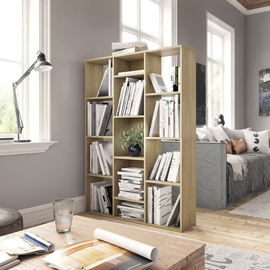 Hiti Wooden 100cm x 140cm Bookcase In Sonoma Oak