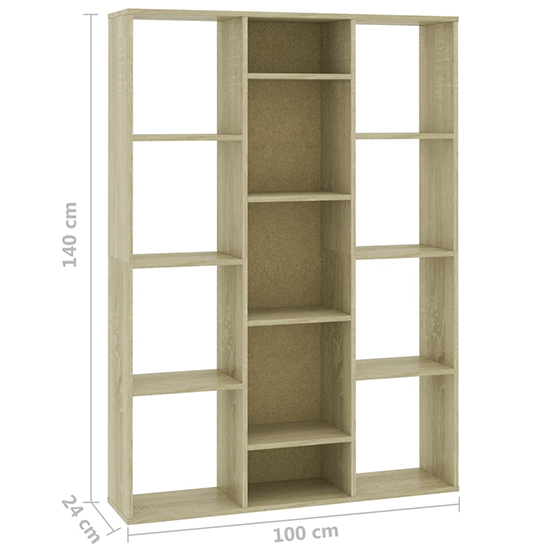 Hiti Wooden 100cm x 140cm Bookcase In Sonoma Oak