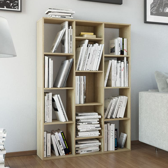 hiti wooden 100cm x 140cm bookcase in sonoma oak
