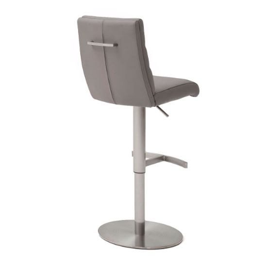 Hiulia Anthracite Leather Bar Stool With Steel Base In Pair_2