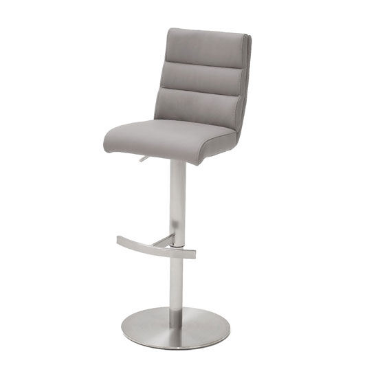 Read more about Hiulia bar stool in ice grey with stainless steel base