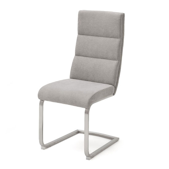 Hiulia Fabric Cantilever Dining Chair In Ice Grey
