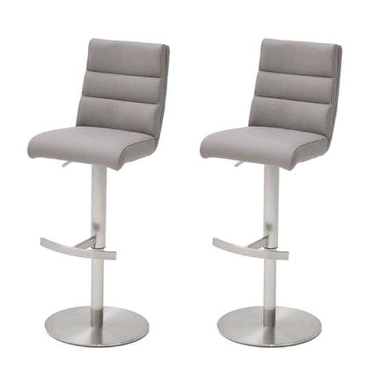 Hiulia Ice Grey Bar Stool With Stainless Steel Base In Pair_1