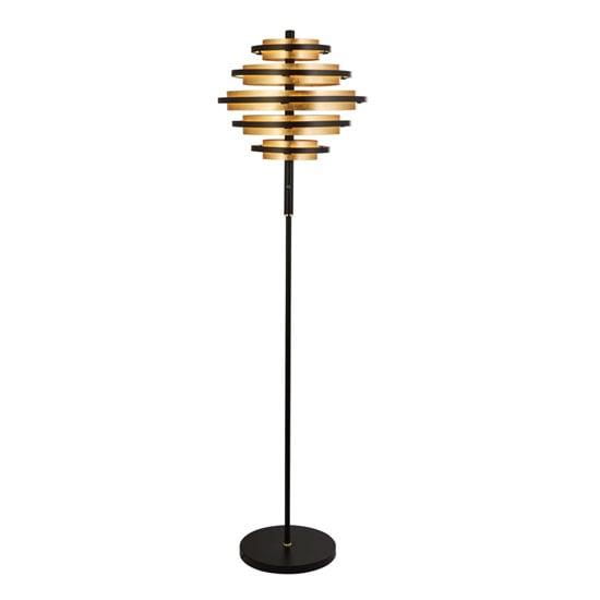 Product photograph of Hive 5 Led Floor Lamp In Black And Gold Leaf from Furniture in Fashion