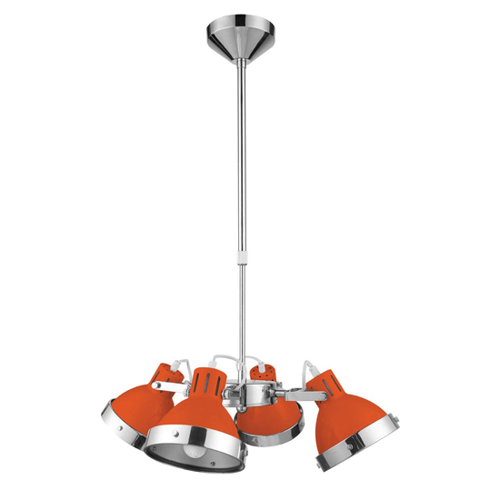 Photo of Hixo round 4 metal shades pendant light in orange and chrome