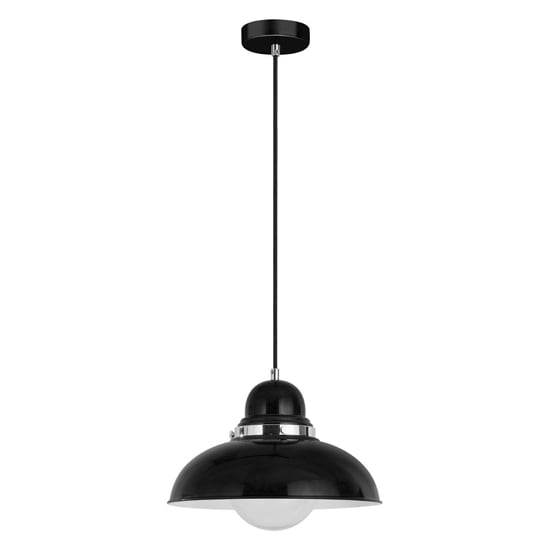 Read more about Hixo round metal shade pendant light in black and chrome