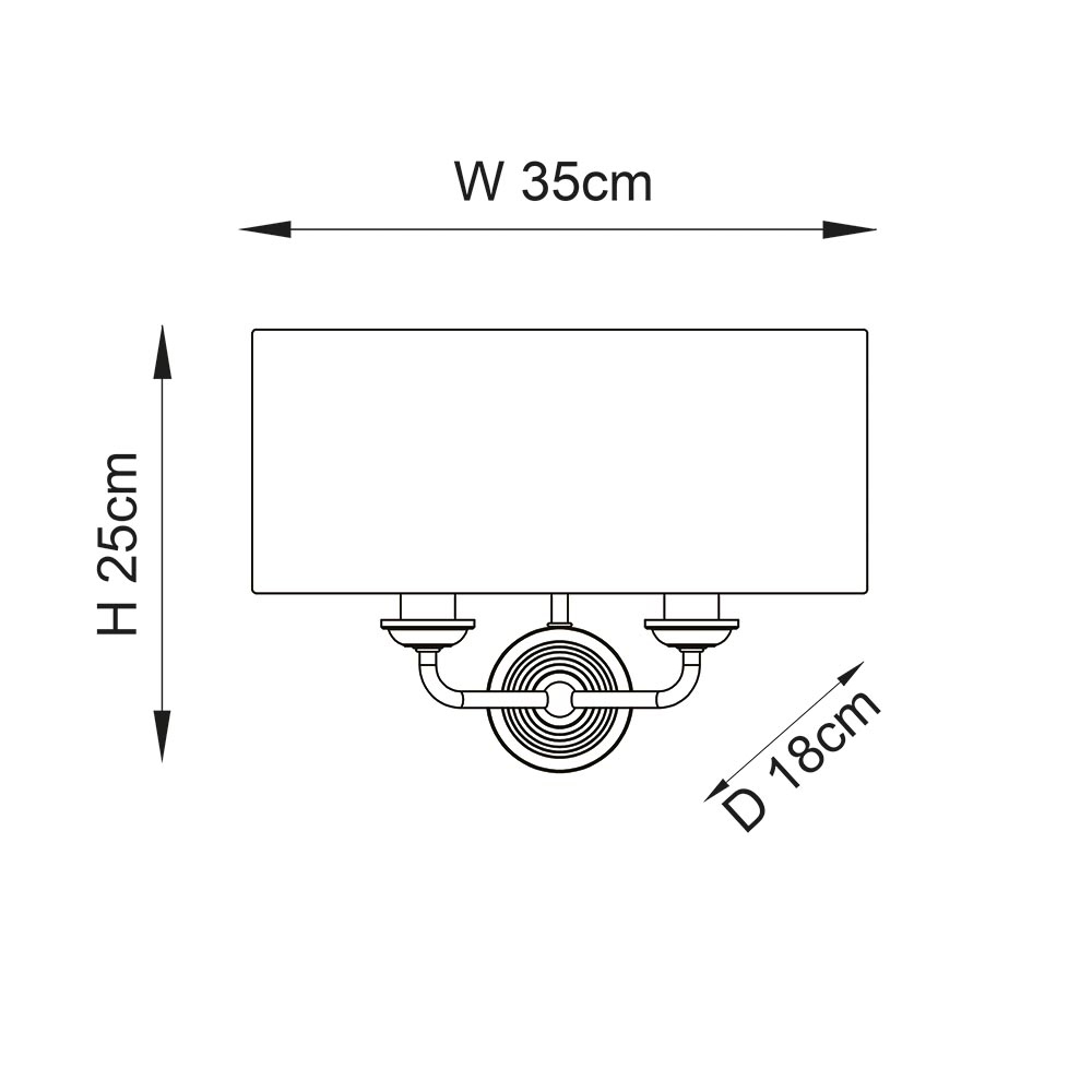 Hixson 2 Light White Fabric Wall Light In Antique Brass