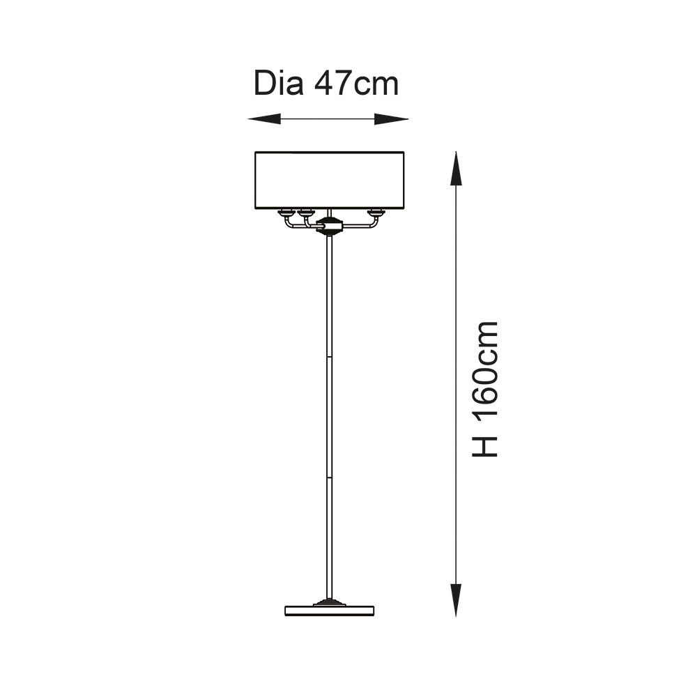 Hixson 3 Light Natural Fabric Floor Lamp In Antique Brass