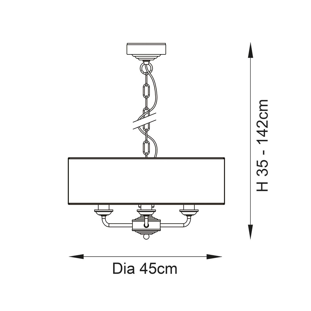 Hixson 3 Light White Fabric Pendant Ceiling Light In Brass