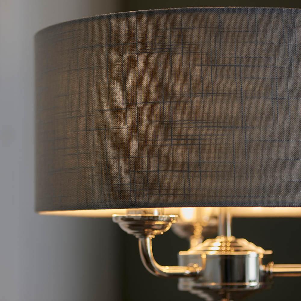 Hixson Charcoal Fabric Table Lamp With Bright Nickel Base