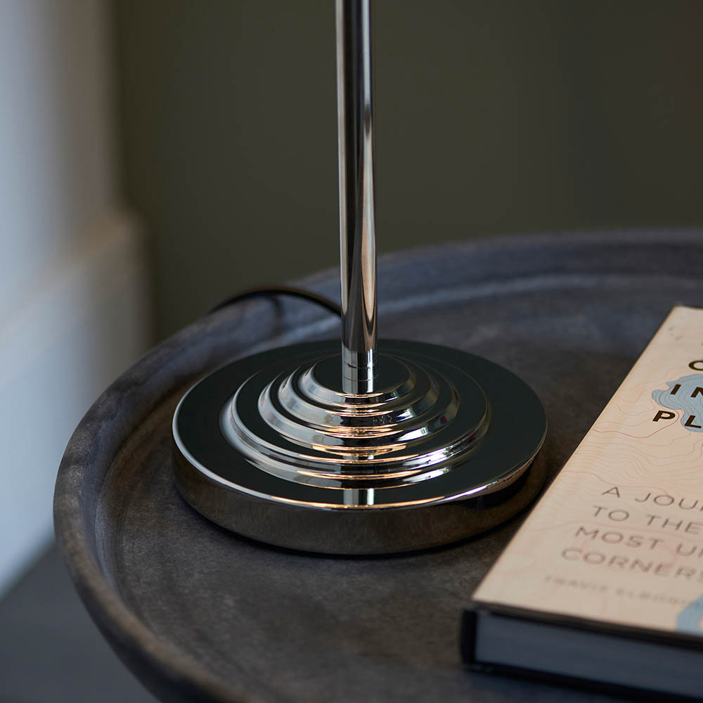 Hixson Charcoal Fabric Table Lamp With Bright Nickel Base