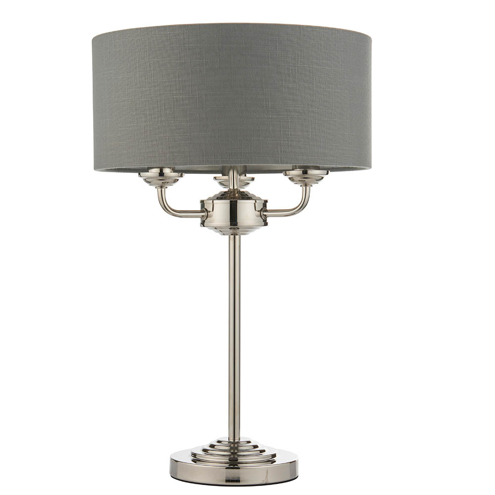 Hixson Charcoal Fabric Table Lamp With Bright Nickel Base