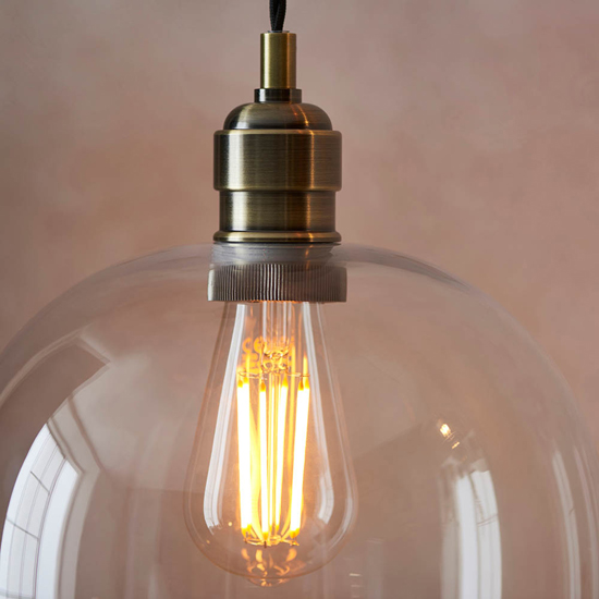 Hixson Large Clear Glass Ceiling Pendant Light In Antique Brass