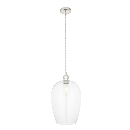 Hixson Large Clear Glass Ceiling Pendant Light In Bright Nickel