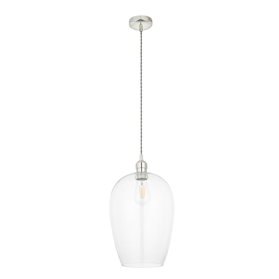 Hixson Large Clear Glass Ceiling Pendant Light In Bright Nickel