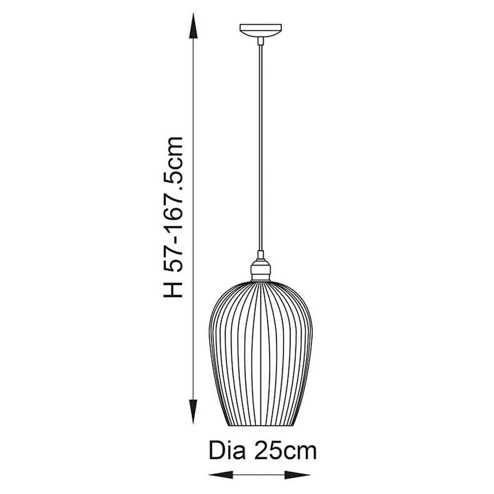 Hixson Large Ribbed Glass Pendant Ceiling Light In Nickel