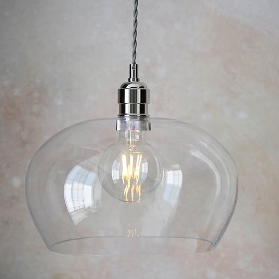 Hixson Medium Clear Glass Ceiling Pendant Light In Bright Nickel_2