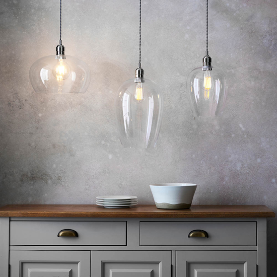 Hixson Medium Clear Glass Ceiling Pendant Light In Bright Nickel_3