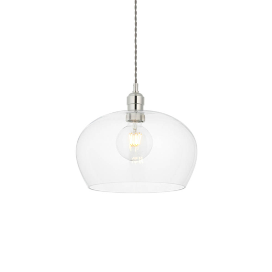 Hixson Medium Clear Glass Ceiling Pendant Light In Bright Nickel_5