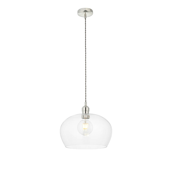 Hixson Medium Clear Glass Ceiling Pendant Light In Bright Nickel_6
