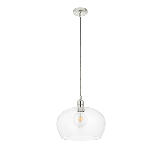 Hixson Medium Clear Glass Ceiling Pendant Light In Bright Nickel_7