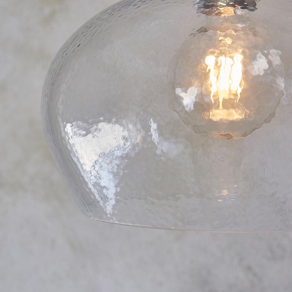Hixson Medium Hammered Glass Pendant Ceiling Light In Nickel