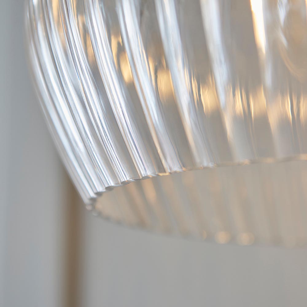 Hixson Medium Ribbed Glass Pendant Ceiling Light In Nickel