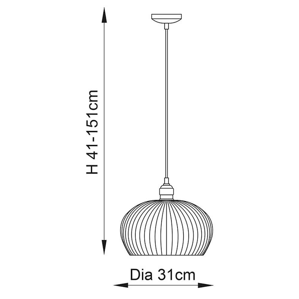 Hixson Medium Ribbed Glass Pendant Ceiling Light In Nickel